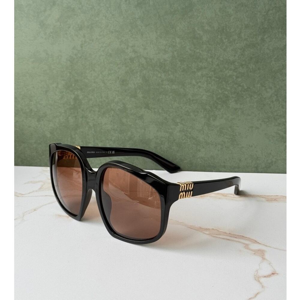 NEW Miu Miu MU A07S Brown Black Oversized Sunglasses $578